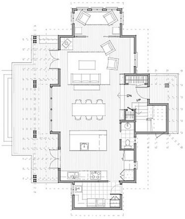 Plano de casa de 2 pisos, con 3 dormitorios y baño en suite