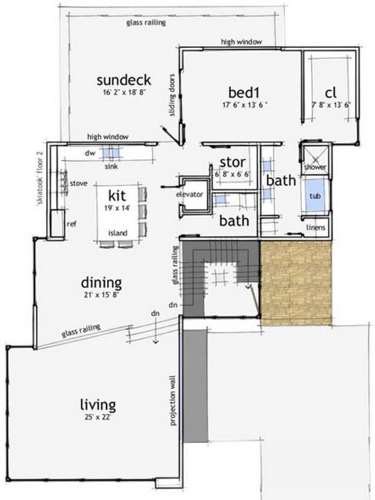 Plano de casa moderna en 2 pisos y con garaje