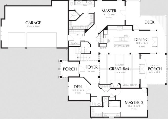 Plano de casa tradicional americana de 4 dormitorios