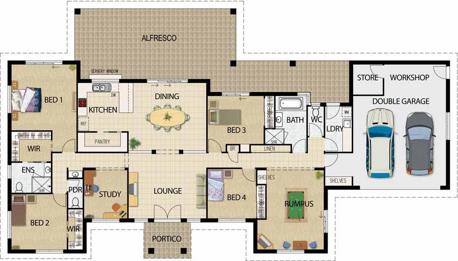 planos de casas modernas con 5 habitaciones