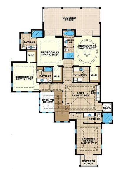 Plano de mansión de 4 dormitorios