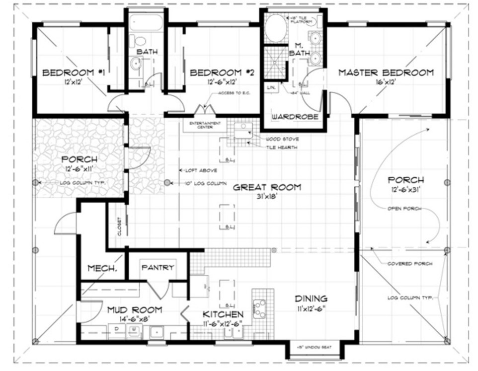 Modelo de casa rústica de 180 metros cuadrados