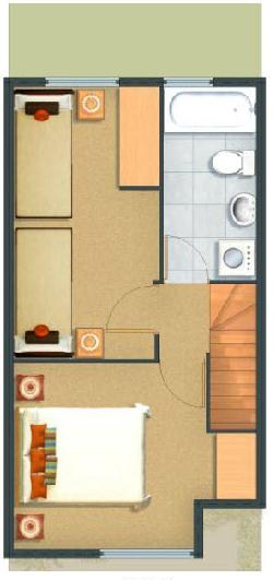 Plano de duplex simple de 3 dormitorios