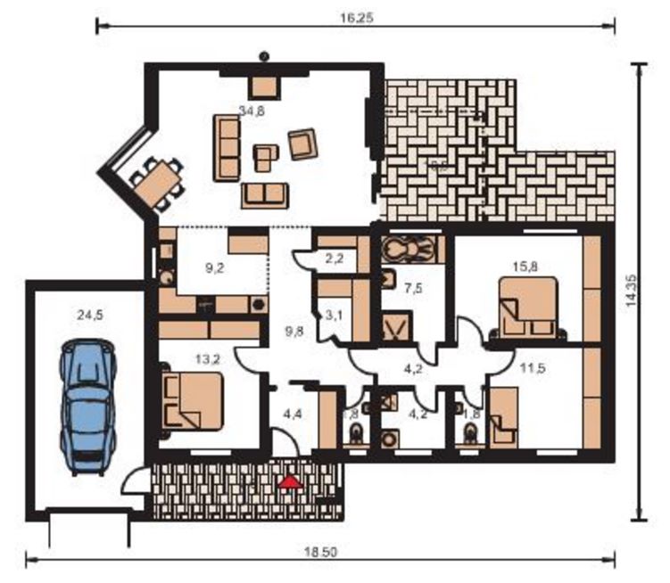 Plano de casa de 120 metros cuadrados