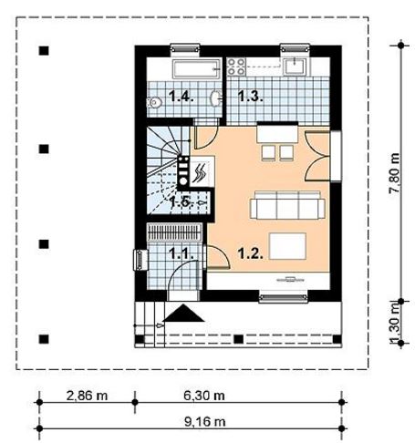 Planos de casas pequeñas de dos pisos con medidas en metros